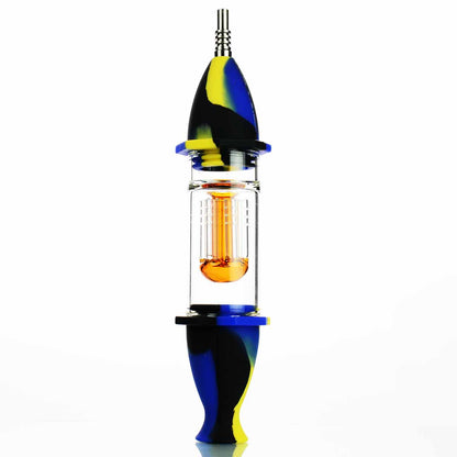 8" Silicone Nectar Collector Colorful design with Glass Tree Perc and Titanium Nail - LA Wholesale Kings