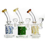 7" Bong Heavy Color Glass with Bent Neck Color Mouth 14mm Male Bowl Included Approx 250 Grams - LA Wholesale Kings