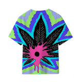 Trippy Weed Leaf Polyester Short Sleeve T-Shirt Pack of 6 Units  1-S, 1-M, 1-L, 1-XL, 1-XXL, 1-XXXL