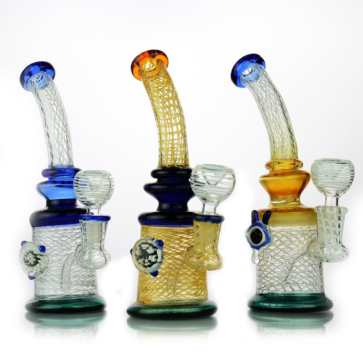 9” American Color Tube Net Design Bong with Locket 14mm Male Bowl Approx  360 Grams - LA Wholesale Kings