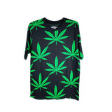 Black Green Cannabis Leaf 100% Cotton T-Shirt, Pack of 6 Units 1S, 2M, 2L, 1XL