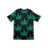 Black Green Cannabis Leaf 100% Cotton T-Shirt, Pack of 6 Units 1S, 2M, 2L, 1XL