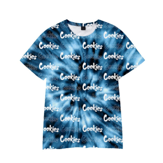 Blue Black Tie Die Polyester Short Sleeve T-Shirt Pack of 6 Units  1-S, 1-M, 1-L, 1-XL, 1-XXL, 1-XXXL