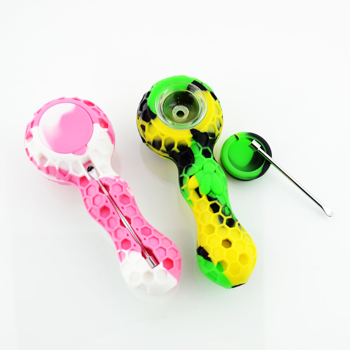 4" Silicone Hand Pipe with Jar and Dab Stick - LA Wholesale Kings